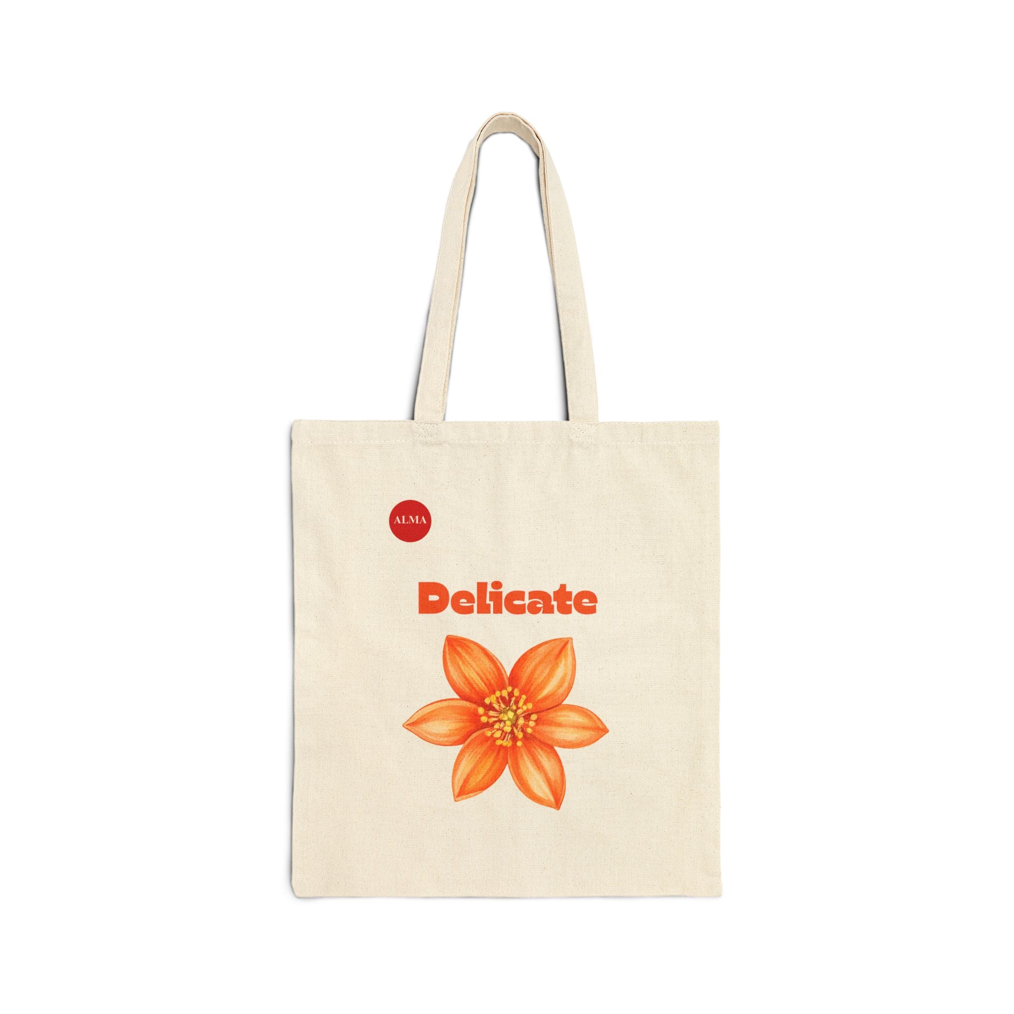 "Delicate" Orange Flower Cotton Tote Bag